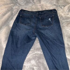 Skinny Dark Blue Jeans With Rips Size 16
